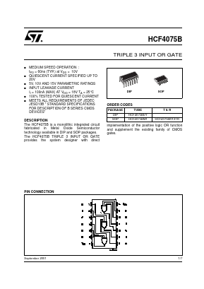 HCF4075M013TR Datasheet PDF STMicroelectronics