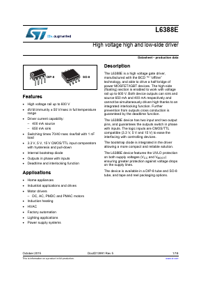 L6388ED Datasheet PDF STMicroelectronics