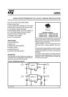 L6932D1.8TR Datasheet PDF STMicroelectronics
