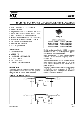 L6932D1.2TR Datasheet PDF STMicroelectronics