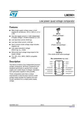 LM2901 Datasheet PDF STMicroelectronics