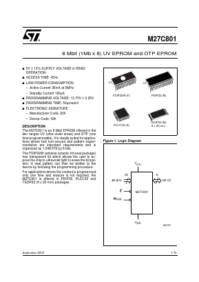 M27C801-60K1TR Datasheet PDF STMicroelectronics