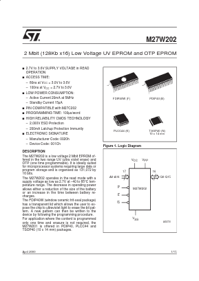 M27W202-200K6TR Datasheet PDF STMicroelectronics