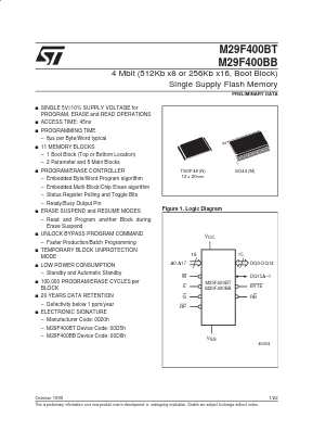 M29F400BT45M3 Datasheet PDF STMicroelectronics