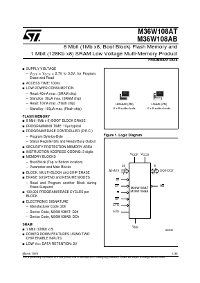 M36W108AB120ZN6T Datasheet PDF STMicroelectronics