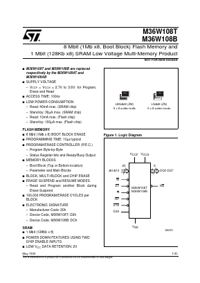M36W108T100ZN5 Datasheet PDF STMicroelectronics
