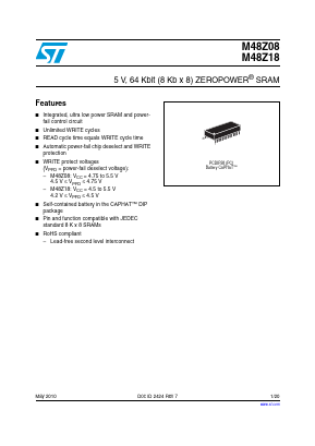 M48Z18 Datasheet PDF STMicroelectronics