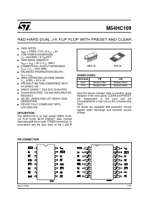 M54HC109D_04 Datasheet PDF STMicroelectronics
