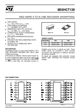 M54HC138K1 Datasheet PDF STMicroelectronics