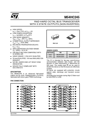 M54HC245K1 Datasheet PDF STMicroelectronics