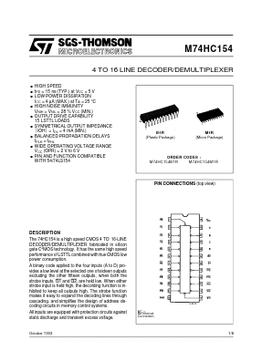 M74HC154 Datasheet PDF STMicroelectronics