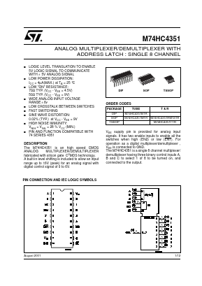 M74HC4351B1R Datasheet PDF STMicroelectronics
