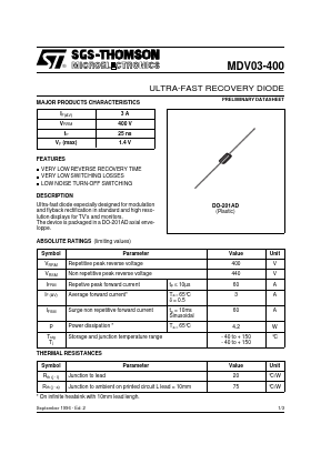 MDV03-400 Datasheet PDF STMicroelectronics