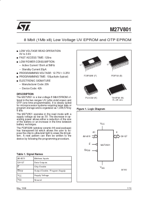 M27V801 Datasheet PDF STMicroelectronics