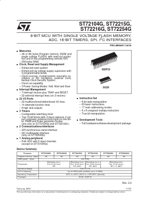 ST72C216G1M7 Datasheet PDF STMicroelectronics