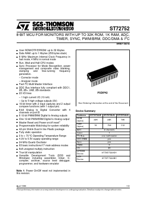 ST72752 Datasheet PDF STMicroelectronics