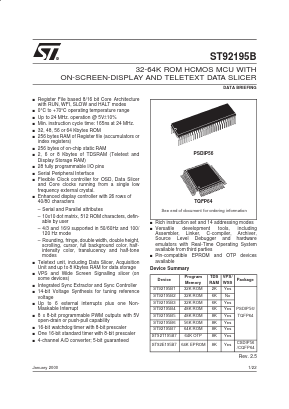 ST92195B7 Datasheet PDF STMicroelectronics
