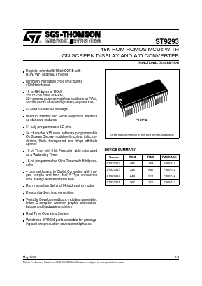 ST9293J5 Datasheet PDF STMicroelectronics