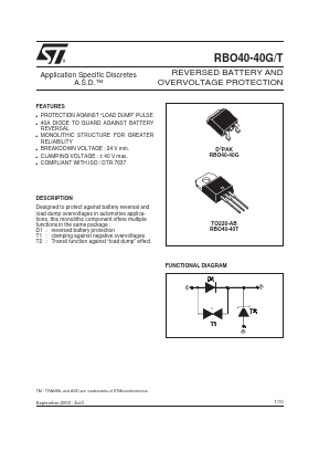 RBO40-40G Datasheet PDF STMicroelectronics