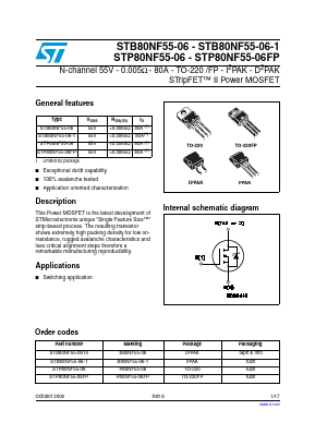 B80NF55-06-1 Datasheet PDF STMicroelectronics