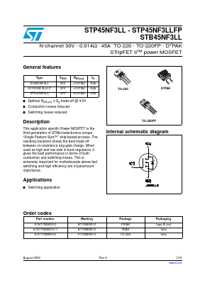 STP45NF3LLFP Datasheet PDF STMicroelectronics