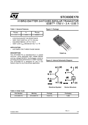 STC03DE170 Datasheet PDF STMicroelectronics