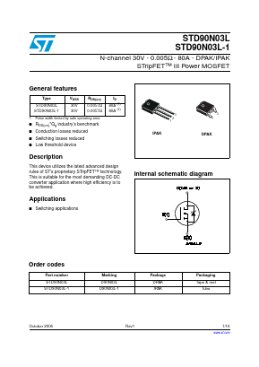 D90N03L-1 Datasheet PDF STMicroelectronics