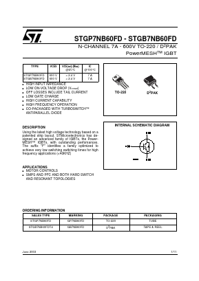 GB7NB60FD Datasheet PDF STMicroelectronics