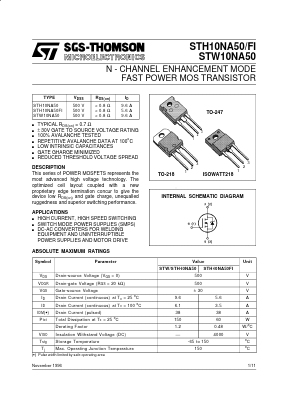 STH10NA50 Datasheet PDF STMicroelectronics