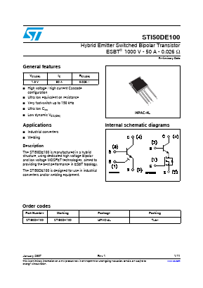 STI50DE100 Datasheet PDF STMicroelectronics