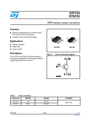 STF724 Datasheet PDF STMicroelectronics