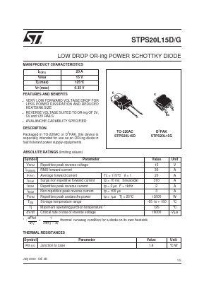 STPS20L15G Datasheet PDF STMicroelectronics