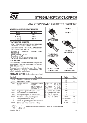 STPS20L45CW Datasheet PDF STMicroelectronics