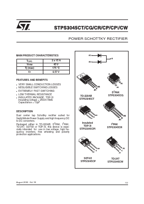 STPS3045CPI Datasheet PDF STMicroelectronics