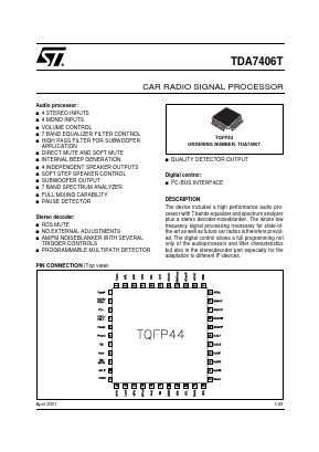TDA7406T Datasheet PDF STMicroelectronics