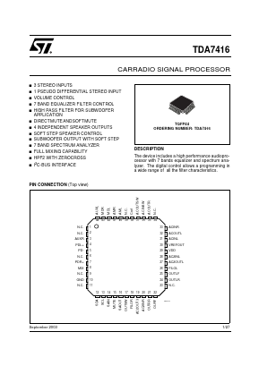 TDA7416 Datasheet PDF STMicroelectronics