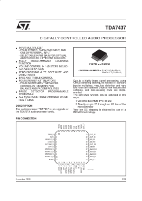 TDA7437T Datasheet PDF STMicroelectronics