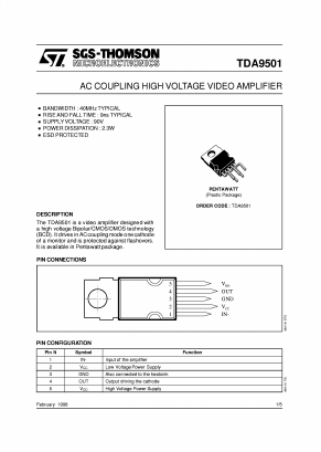 TDA9501 Datasheet PDF STMicroelectronics