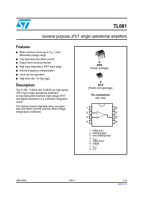 TL081ACDT Datasheet PDF STMicroelectronics