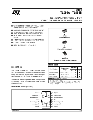 TL084B Datasheet PDF STMicroelectronics
