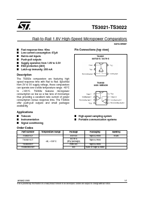 TS3021ILT Datasheet PDF STMicroelectronics