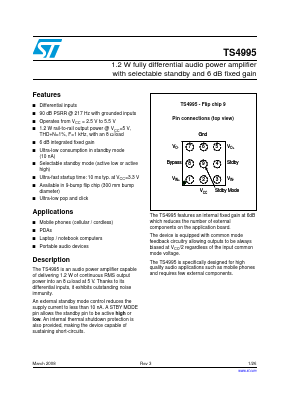 TS4995 Datasheet PDF STMicroelectronics