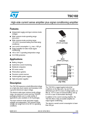 TSC102IDT Datasheet PDF STMicroelectronics