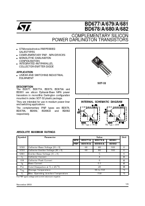 BD679 Datasheet PDF STMicroelectronics