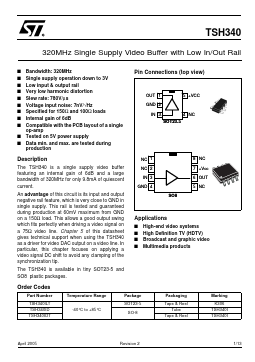 TSH340ILT Datasheet PDF STMicroelectronics