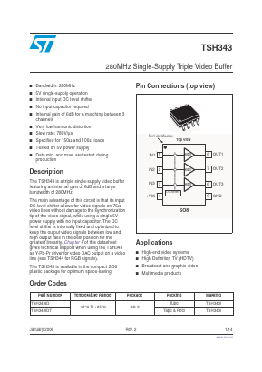 TSH343I Datasheet PDF STMicroelectronics