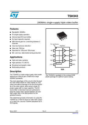 TSH343 Datasheet PDF STMicroelectronics