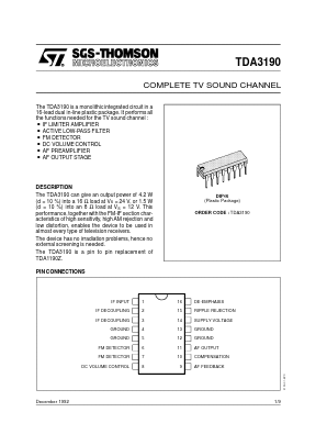 TDA3190 Datasheet PDF STMicroelectronics