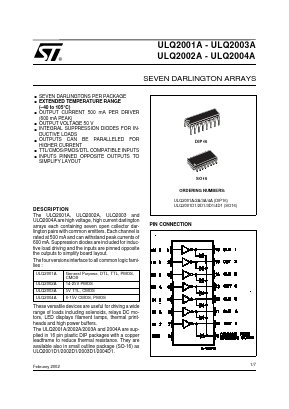 ULQ2002D1 Datasheet PDF STMicroelectronics