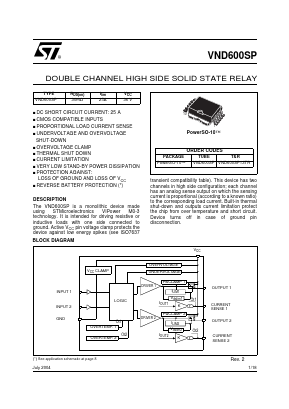 VND600SP Datasheet PDF STMicroelectronics